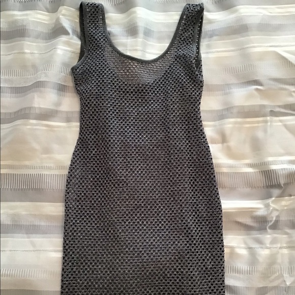 Topshop Gray Fishnet Overlay Dress - Picture 2 of 5